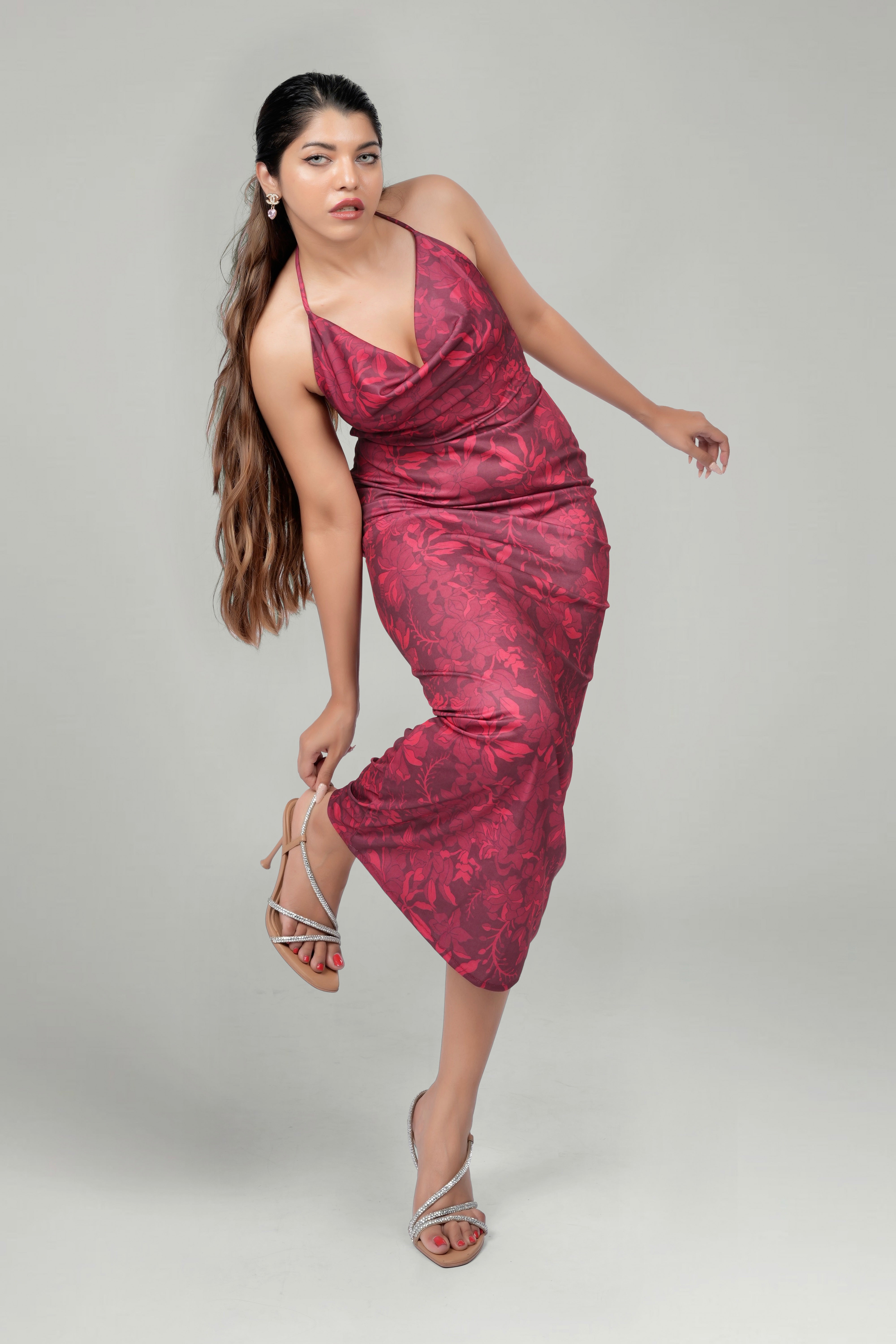 Wine Floral Halter