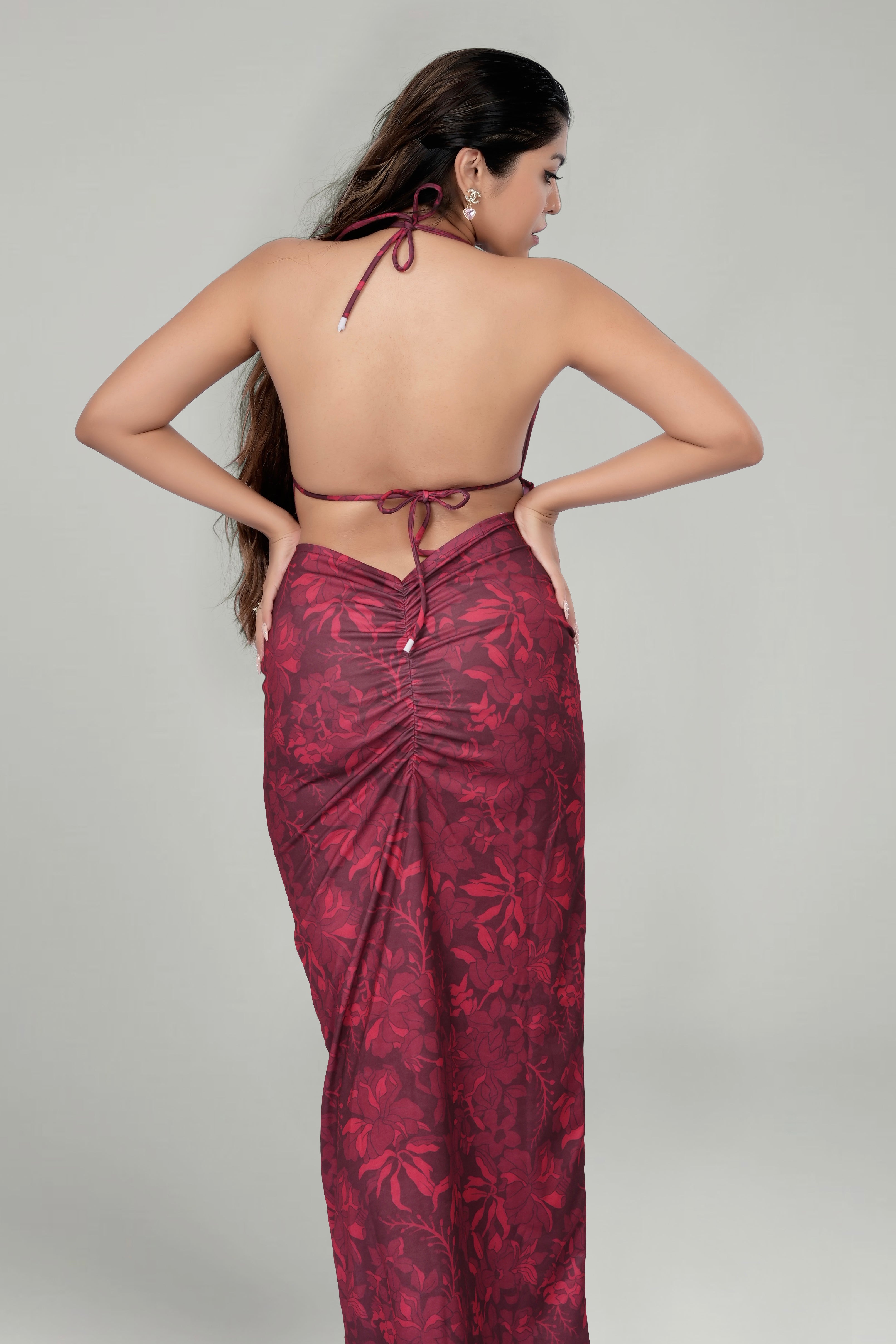 Wine Floral Halter