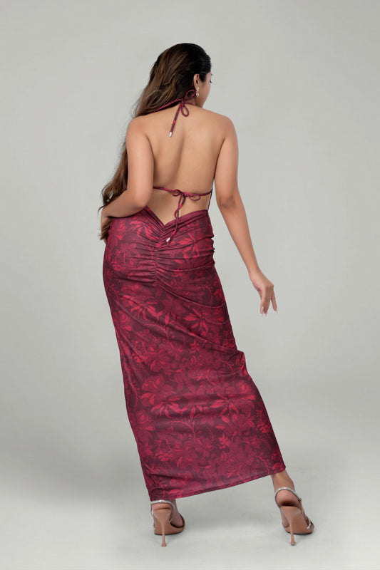 Wine Floral Halter